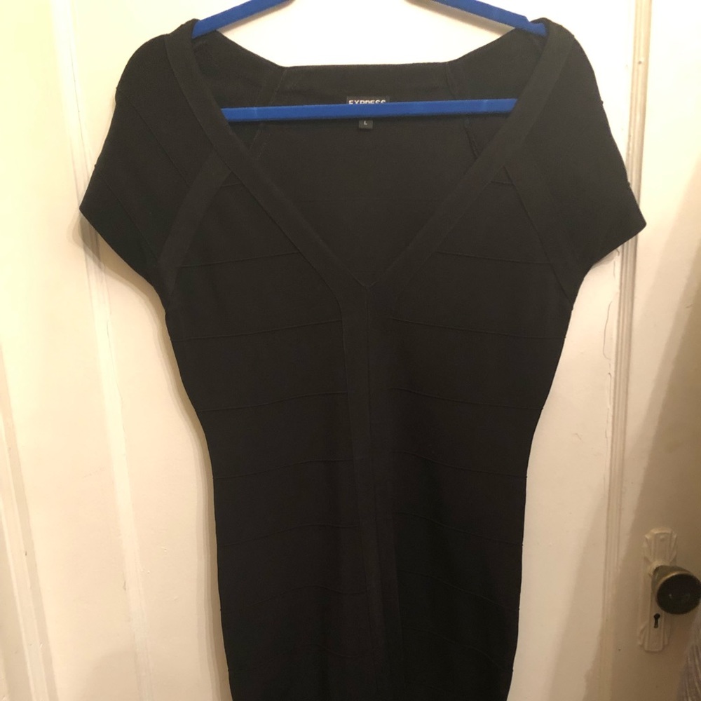 Black short sleeve bandage dress, stretch material